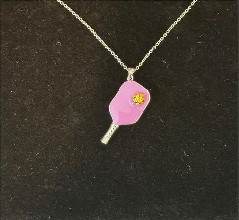 Pickleball Jewelry Pendant Enamel Necklace Paddle Ball Silver 14K Gold Women Men Gift Tennis Racquet in Kuwait