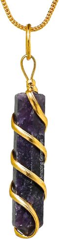 Labradorite Crystal Necklace Pendant For Women, Gold Wire Wrapped Dainty Minimalist Healing Crystal Necklaces For Men Kids Unisex Necklace Jewelry With 20" Inches Adjustable Chain & Leather Cord in Saudi Arabia