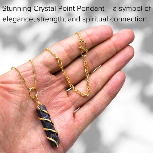 Labradorite Crystal Necklace Pendant For Women, Gold Wire Wrapped Dainty Minimalist Healing Crystal Necklaces For Men Kids Unisex Necklace Jewelry With 20" Inches Adjustable Chain & Leather Cord in Saudi Arabia