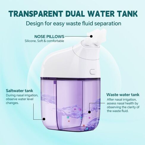 Nasal Irrigation System with 30 Saline Packets Nasal Care, Sinus Rinse Machine, Nasal Rinse Machine, Nasal Cleaner with Auto Waste Collection Function for Sinus, Nasal Allergies - Green in Saudi Arabia