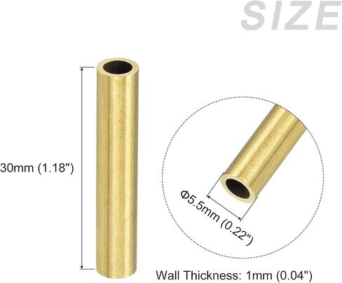Brass Tube (5.5mm OD x 1mm Wall T x 30mm L) 10Pcs, Craft Tubing - for Home Decoration, DIY Handicraft in Saudi Arabia