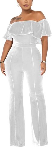 بذلة نسائية مثيرة بدون أكتاف من KnoInt بذلة طويلة أنيقة مكشكشة غير رسمية بأرجل واسعة وسراويل طويلة ملابس النادي in Kuwait