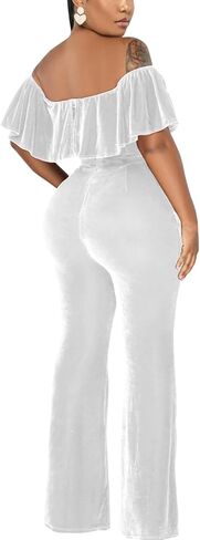 بذلة نسائية مثيرة بدون أكتاف من KnoInt بذلة طويلة أنيقة مكشكشة غير رسمية بأرجل واسعة وسراويل طويلة ملابس النادي in Kuwait