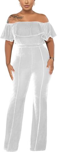 بذلة نسائية مثيرة بدون أكتاف من KnoInt بذلة طويلة أنيقة مكشكشة غير رسمية بأرجل واسعة وسراويل طويلة ملابس النادي in Kuwait