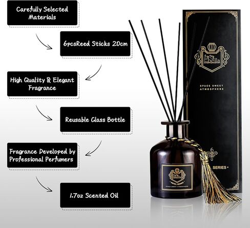 Reed Diffuser Set of 3, 50ML Home Fragrance Essential for Bathroom Accessories Bedroom Shelf Decor & Air Fresheners, House Decor Diffuser with 15 Black Reed Sticks (Sandalwood) in Saudi Arabia