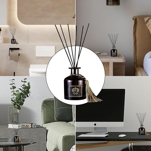 Reed Diffuser Set of 3, 50ML Home Fragrance Essential for Bathroom Accessories Bedroom Shelf Decor & Air Fresheners, House Decor Diffuser with 15 Black Reed Sticks (Sandalwood) in Saudi Arabia