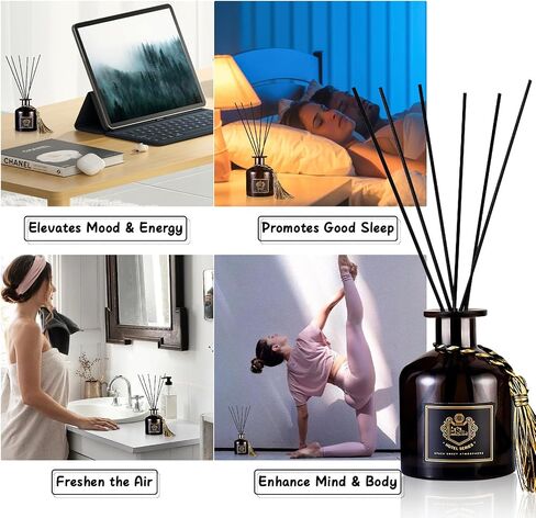 Reed Diffuser Set of 3, 50ML Home Fragrance Essential for Bathroom Accessories Bedroom Shelf Decor & Air Fresheners, House Decor Diffuser with 15 Black Reed Sticks (Sandalwood) in Saudi Arabia