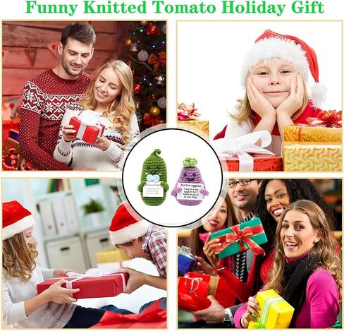 Mini Funny Positive Tomato, 2Pcs Funny Positive Crochet Doll Handmade Emotional Support Gift for Cheer up New Year Birthday Gifts Friends Party Decoration Encouragement in Saudi Arabia