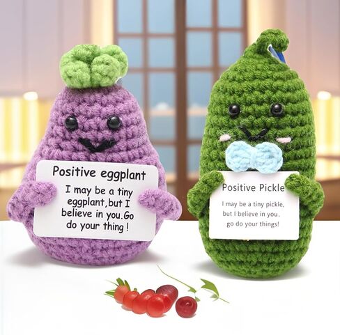 Mini Funny Positive Tomato, 2Pcs Funny Positive Crochet Doll Handmade Emotional Support Gift for Cheer up New Year Birthday Gifts Friends Party Decoration Encouragement in Saudi Arabia