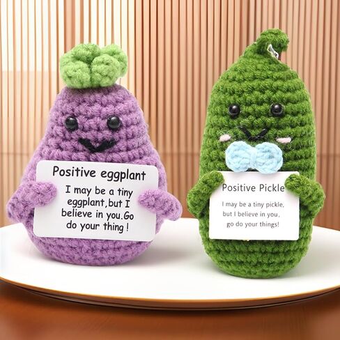 Mini Funny Positive Tomato, 2Pcs Funny Positive Crochet Doll Handmade Emotional Support Gift for Cheer up New Year Birthday Gifts Friends Party Decoration Encouragement in Saudi Arabia