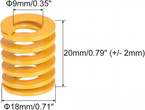 uxcell 3D Printer Die Spring, 18mm OD 20mm Long 5pcs Spiral Stamping Light Load Compression Mould Die Springs for 3D Printer Electric Part, Yellow in Saudi Arabia