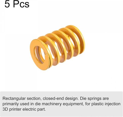 uxcell 3D Printer Die Spring, 18mm OD 20mm Long 5pcs Spiral Stamping Light Load Compression Mould Die Springs for 3D Printer Electric Part, Yellow in Saudi Arabia