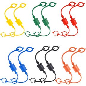 (12 Set) Signite 1/2 ISO A Tractor Hydraulic Hose Caps and Plugs Couplers Male Dust Cap and Female Plug Cover, Quick Disconnects Plug Fitting with Retention Ring Keeps Cap Attached to Hose (6 Colors)