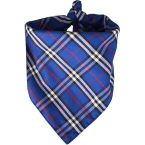 Dog Bandana, Washable Cotton Triangle Dog Bibs Scarf for Dogs Cats Pets (Blue-Plaid)