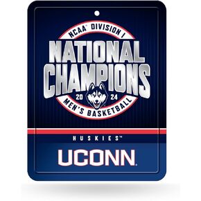 Rico Industries NCAA Connecticut Huskies - UCONN 2024 Men's National Basketball Champions Metal Parking Sign