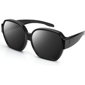 Leoidou Polarized Fit Over Sunglasses Wrap Around Sunglasses Wear Over Glasses UV Protection with Oversized Large Frame
