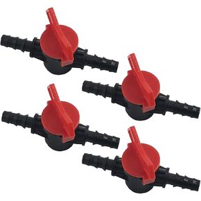 Barbed Ball Valve 4PCS 3/8-Inch ID in-Line Ball Valve Shut-Off Switch with Hose Barb Compatible with Drip Irrigation and Aquariums