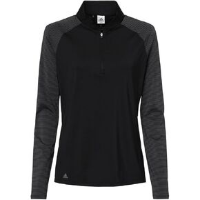 adidas Womens Stripe Block Quarter-Zip Pullover, 2XL, Black