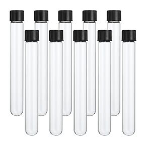 PATIKIL 30ml Test Tubes, 12pcs 5.91x0.79in Glass Clear Round Bottom Test Tube Containers with Plastic Cap for Bead Party Candy Bath Salt Storage Scientific Experiment Plant Propagation