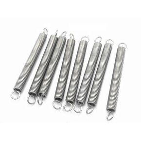 XJSXZC 1.2x8.0x65mm Stainless Steel Dual Hook Small Tension Spring 8 pcs