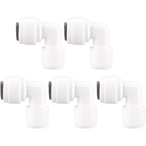 uxcell 5pcs Elbow 1/4 Inch Male to 1/4 Inch OD Quick Connect Tube Fittings Water Purifiers Push in to Connector Filter Tubing Hose Pipe Joint for RO Reverse Osmosis System