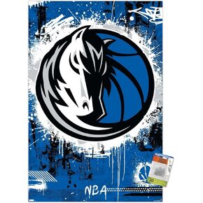 Trends International NBA Dallas Mavericks - Maximalist Logo 23 Wall Poster, 22.37" x 34.00", Poster & Push Pin Bundle