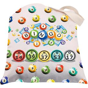 CMNIM Bingo Gifts Bingo Canvas Tote Bag Bingo Lover Gifts Bingo Game Gifts for Bingo Player Small Bingo Tote Bag Handbag