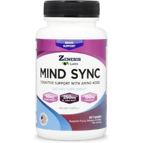 Mind SYNC - 60 Capsules with Ginkgo Biloba, St John's Wart & L-Glutamine - Please Read Reviews