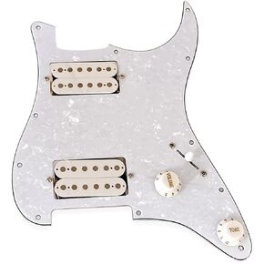 سلك مسبق Strat Pickguard HH مع سيراميك مزدوج من نوع Colis Humbucker مناسب لجزء جيتار Strat باللون الأبيض اللؤلؤي in Kuwait