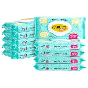 10-Pack 480 Count Total Flushable Aloe Vera Scented Butt Wipes for Men, Women, Kids, Bathroom, Personal Cleansing, 48 Wet Wipes Per Container, Bulk Travel Supply