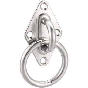uxcell Stainless Steel Ceiling Hook with Ring Pad Eye Plate Hardware 78mmX47.5mm Staple Hooks Loop Wall Mount