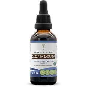 Secrets of the Tribe Cascara Sagrada USDA Organic | Alcohol-Free Extract, High-Potency Herbal Drops | Made from 100% Certified Organic Cascara Sagrada (Frangula purshiana) Dried Bark (2 oz)