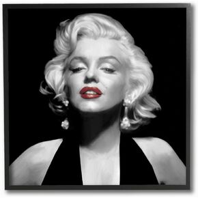 Stupell Industries Marilyn Red Lips Illustration Black Framed Wall Art, 12 x 12, Multi-Color