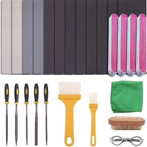 26Pcs Resin Casting Tool Set, Resin Sanding Polishing Pad Kit, Include Sanding Blocks/ 240#-5000# Sanding Paper/Files/Scissors/Cleaning Brushes for Polishing Epoxy Resin Supplies