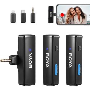 BOYALINK Wireless Lavalier Microphones for Android iPhone 15 Type C Smartphone Cameras DSLR Noise Cancellation, 10h Battery, Clip on Wireless Lapel Mic for Live Streaming, Video Conference, Recording