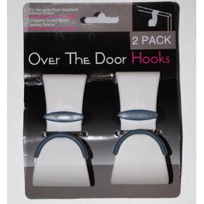 Over The Door Hook 2 Pack White Plastic Bathroom Towel Garment Robe Hanger