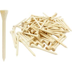 200 Pack Professional Bamboo Golf Tees 2-3/4"/70mm Long Golf Tees Biodegradable Reduce Friction & Side Spin Wooden Golf Tees