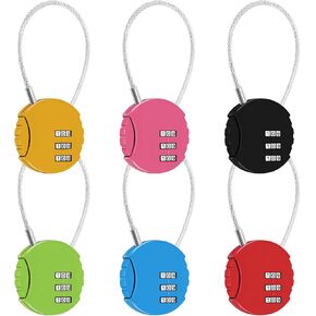 6 Pcs Combination Lock, 3 Digit Locker Lock Outdoor, Waterproof Mini Combination Padlock for School Gym Lock, Backpack, Suitcase Lock(Black+Red+Yellow+Green+Pink+Blue)