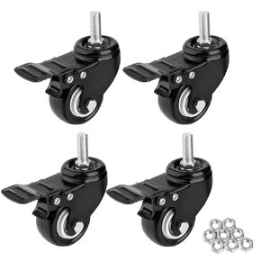 2" Threaded Stem Casters with Brake, Heavy Duty Swivel Caster with M8x25 Threaded Stem and Nuts for Shopping Carts, Trolley, Workbench, Furniture (Pack of 4) (M8x25)