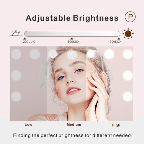 Vanity Mirror with Lights, Hollywood Lighted Makeup Mirror with 15 Dimmable Led Bulbs, 3 Color Lighting Modes, USB Charging Port Touch Control 10x Magnification 22.2 × 17.3 inch in Saudi Arabia