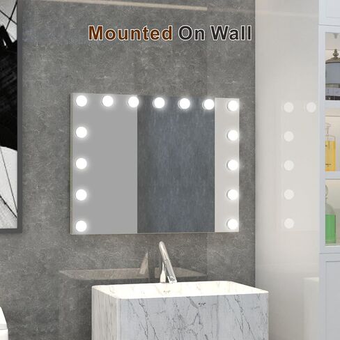Vanity Mirror with Lights, Hollywood Lighted Makeup Mirror with 15 Dimmable Led Bulbs, 3 Color Lighting Modes, USB Charging Port Touch Control 10x Magnification 22.2 × 17.3 inch in Saudi Arabia