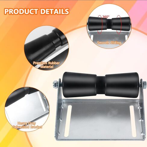 10 Inch Heavy Duty Boat Trailer Roller, Keel Roller Assembly Kit with Roller Shaft and Galvanized Steel Bracket, Boat Rollers for Trailer, Rubber Keel Roller fits 5/8" Shaft - Black in Saudi Arabia