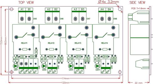 لوحة وحدة مرحل الطاقة 12 فولت سلبية 4 SPST-NO 30 أمبير من CZH-Labs. in Kuwait
