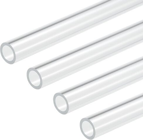 DMiotech 4pcs 11mm x 15mm(0.4" x 0.6") Clear Acrylic Pipe Rigid Plastic Tubing 10" for Aquarium Water Pipe, Water Cooling System, Plumbing in Saudi Arabia