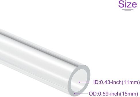 DMiotech 4pcs 11mm x 15mm(0.4" x 0.6") Clear Acrylic Pipe Rigid Plastic Tubing 10" for Aquarium Water Pipe, Water Cooling System, Plumbing in Saudi Arabia