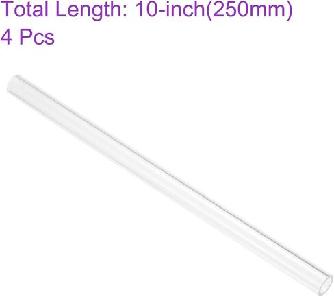 DMiotech 4pcs 11mm x 15mm(0.4" x 0.6") Clear Acrylic Pipe Rigid Plastic Tubing 10" for Aquarium Water Pipe, Water Cooling System, Plumbing in Saudi Arabia