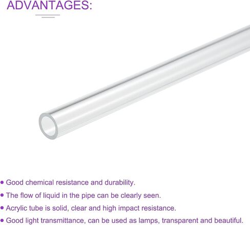 DMiotech 4pcs 11mm x 15mm(0.4" x 0.6") Clear Acrylic Pipe Rigid Plastic Tubing 10" for Aquarium Water Pipe, Water Cooling System, Plumbing in Saudi Arabia