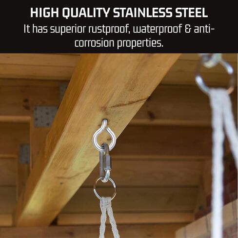 قطارة بولت - خطافات عين لولبية مقاومة للصدأ مقاس 3/8 بوصة × 2.5 بوصة - 10 عبوات - براغي خطافات عين شديدة التحمل - 18-8 (304) من الفولاذ المقاوم للصدأ للاستخدام الداخلي/الخارجي - الطول الإجمالي 4 بوصات in Kuwait