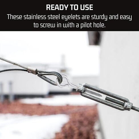 قطارة بولت - خطافات عين لولبية مقاومة للصدأ مقاس 3/8 بوصة × 2.5 بوصة - 10 عبوات - براغي خطافات عين شديدة التحمل - 18-8 (304) من الفولاذ المقاوم للصدأ للاستخدام الداخلي/الخارجي - الطول الإجمالي 4 بوصات in Kuwait