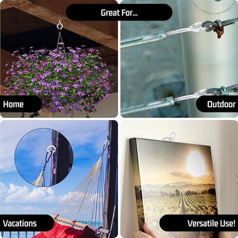 قطارة بولت - خطافات عين لولبية مقاومة للصدأ مقاس 3/8 بوصة × 2.5 بوصة - 10 عبوات - براغي خطافات عين شديدة التحمل - 18-8 (304) من الفولاذ المقاوم للصدأ للاستخدام الداخلي/الخارجي - الطول الإجمالي 4 بوصات in Kuwait